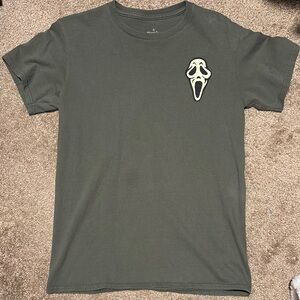 Green T-Shirt with Scream Mask Patch